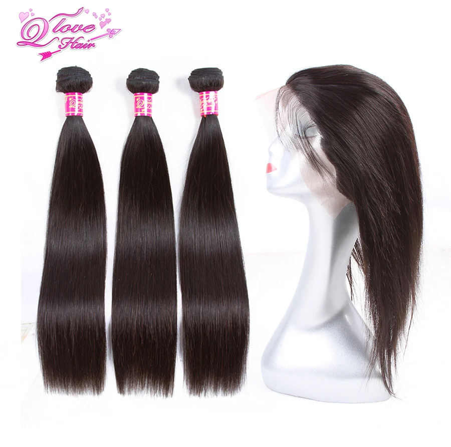 

Queen Love Hair Malaysia Straight Hair 360 Lace Frontal Closure With Bundles Human Hair 3 Bundles With Lace Frontal Remy Hair