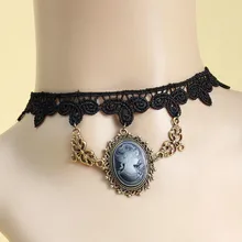 Модное ожерелье s для женщин ювелирные изделия ручной работы Готический Ретро кружевной воротник с ожерельем с подвесками чокер