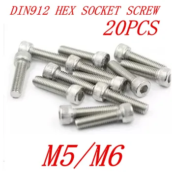 

10Pcs DIN912 M5 M6*8/10/12/14/16/18/20/25/30/35/40/45/50 304 Stainless Steel Hexagon Hex Socket Head Cap Screws Bolts