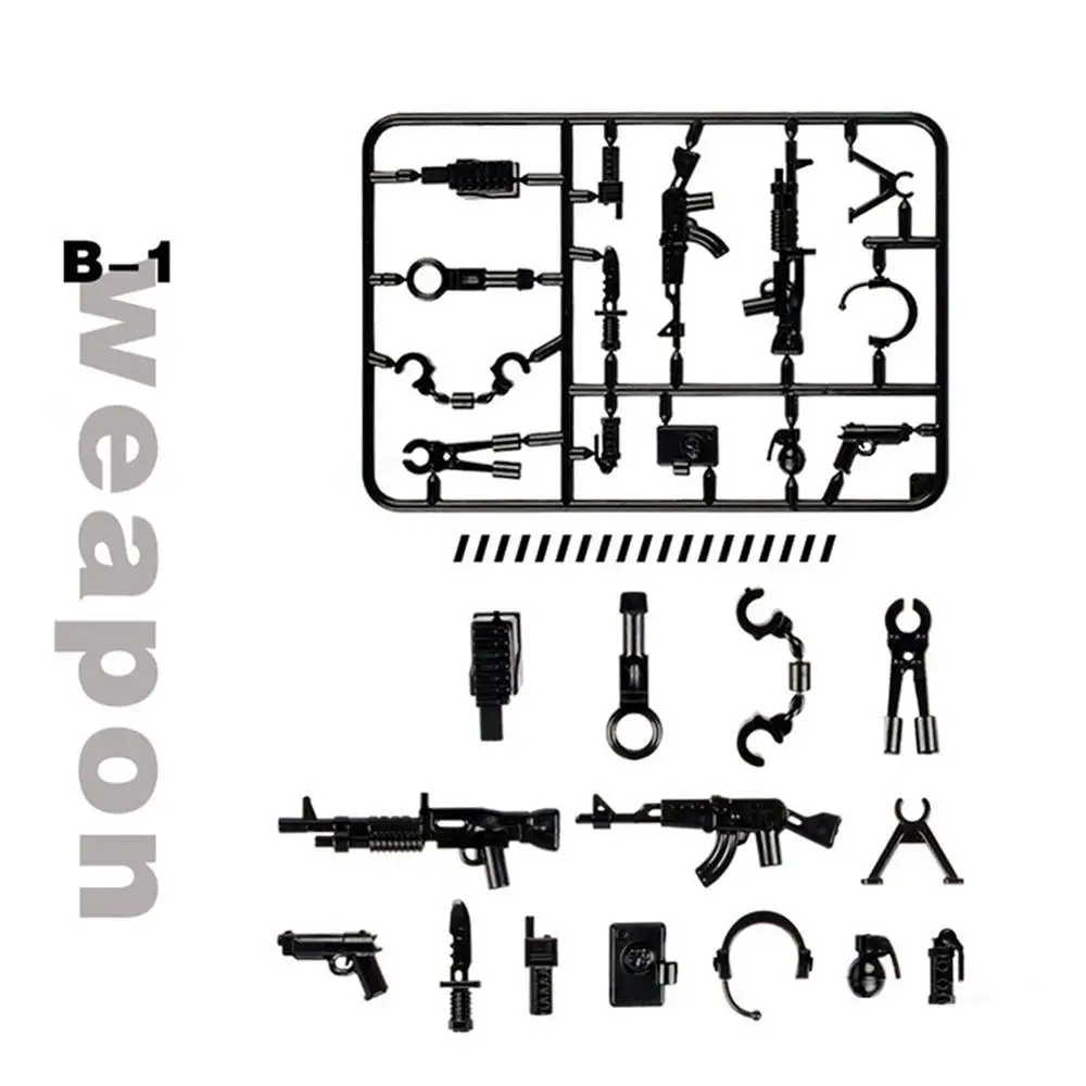 Военный Спецназ полицейское оружие 100 шт Набор оружия лодка военные конные солдаты строительные блоки игрушки совместимы с серия оружия - Цвет: B-1