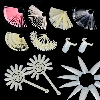

Nail Polish UV Gel Color Palette Card Display Shelf Practice Training Fan Shaped Showing Sticks White Manicure Tool