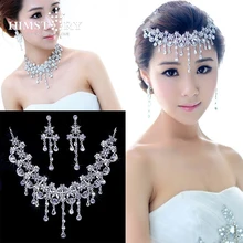 Free Shipping Luxurious Elegance Silver /Red Crystal Bridal Jewelry Sets Wedding Jewelry including Necklace and Earrings 2018 new arrival exaggerated big necklace and earrings jewelry sets austrian crystal for wedding or party ethnic free shipping