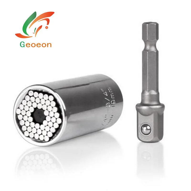 

Geoeon Universal Wrench Set Socket Sleeve 7-19mm Power Drill Ratchet Bushing Spanner Key Magic Grip Multi Hand Tools A3