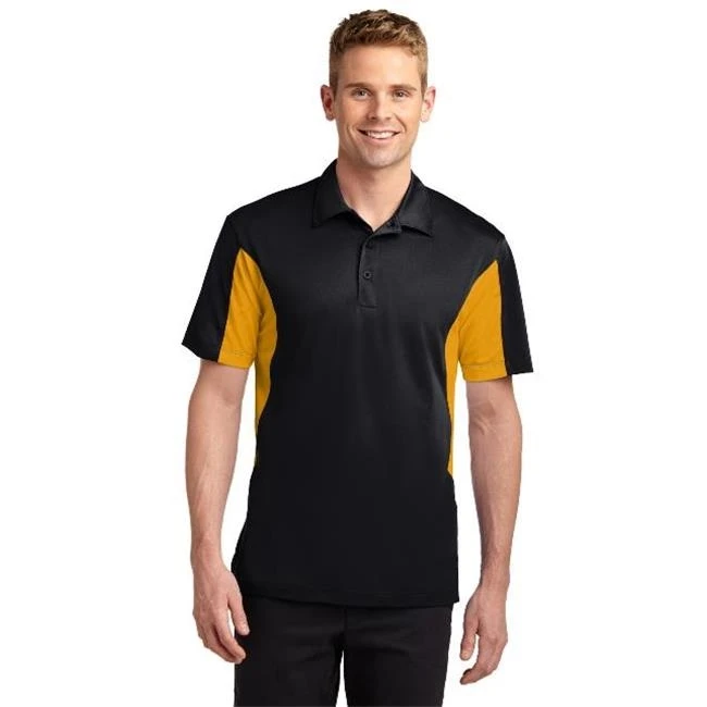 Sport-Tek ST655 Side Blocked Micropique Sport Wick Polo Black & Gold - 3XL