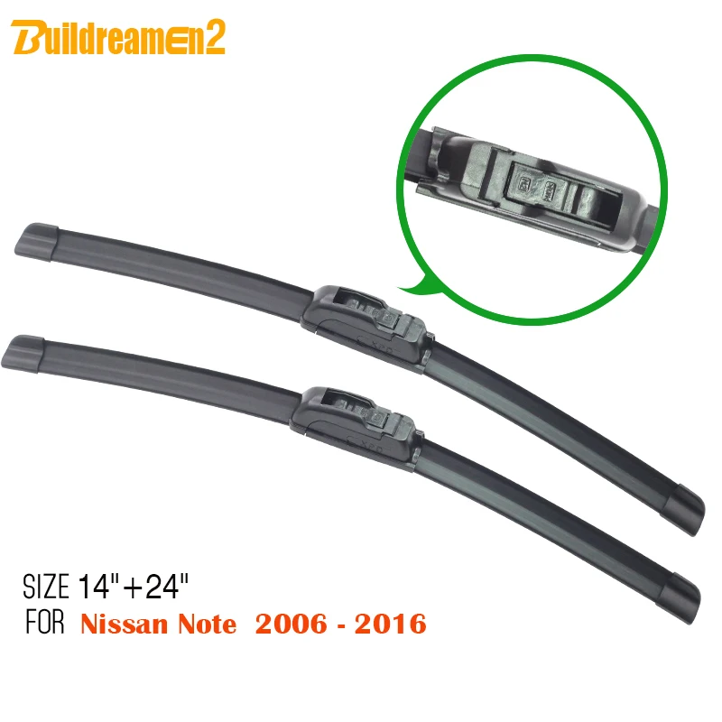 

Buildreamen2 For Nissan Note 2006-2016 Automotive Soft Rubber Wiper Blade Windshield Car Rain Wiper Blades 1Pair Free Shipping !