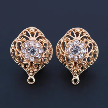 

Earrings Post Connector Linker Black Rhinestone CZ Filigree Metal Base for Women Statement Dangle Hanging Earrings Drop Earrings