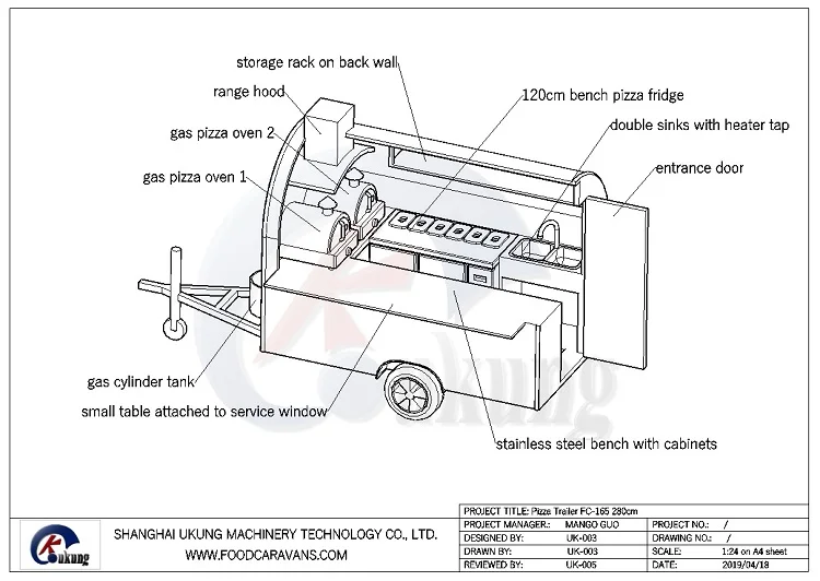 FC-165 280cm pizza oven trailer B02