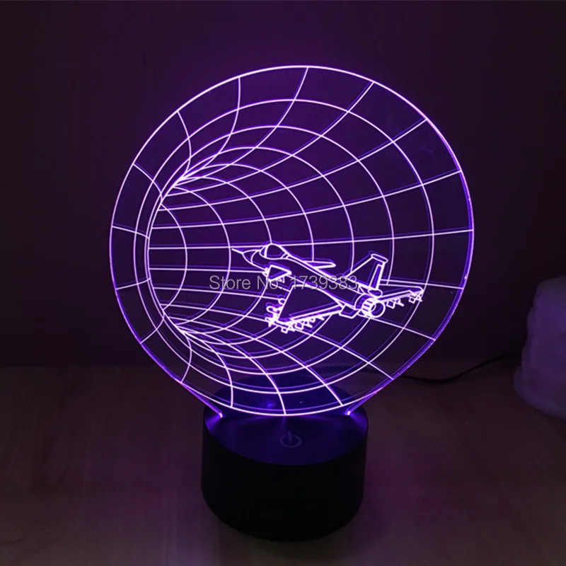 

Free Shipping 1 piece 7 Color Changing USB F15/F16 airplane model 3D Acrylic LED night light luminous 3D led table lamp