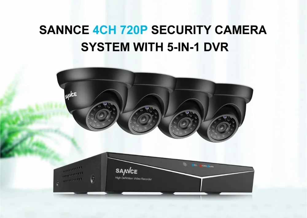 SANNCE 4CH CCTV система 5 в 1 TVI HDMI DVR 1,0 Мп ИК наружная Водонепроницаемая CCTV камера домашняя система безопасности комплекты видеонаблюдения