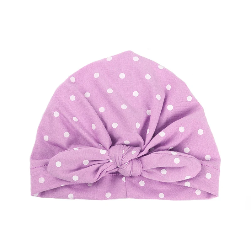 REAKIDS, дизайн, милая хлопковая детская шапка, мягкая шапка-тюрбан с узлом для девочек, летняя шапка в богемном стиле, детская шапка для новорожденных девочек и мальчиков - Цвет: Light purple