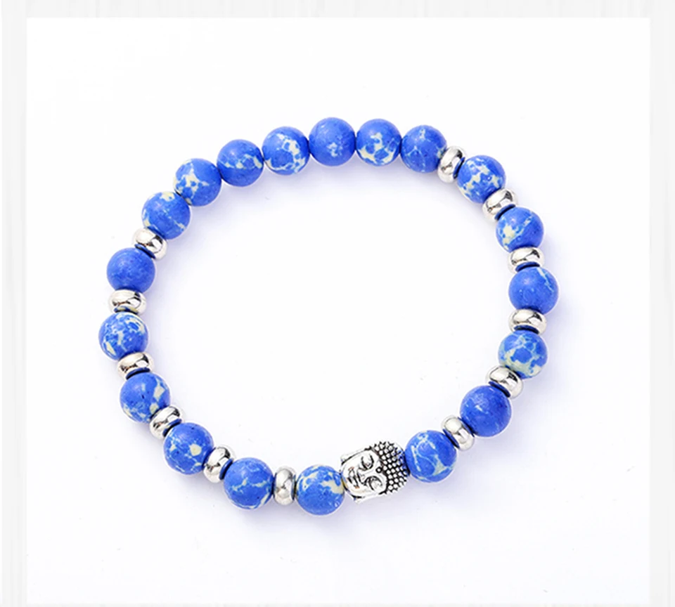 New Fashion Selection Stone Handmade Couple Eaded Bracelet Energy Buddhas Head Chakra Bracelets Male And Female Aura Buddha (8)