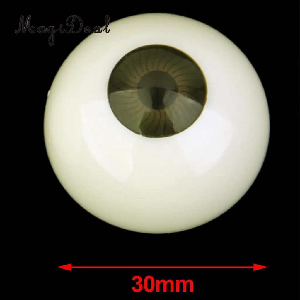MagiDeal 2 Pairs Plastic Half Round Hollow Eyeballs 30mm for Doll Animal Mask Skull Halloween Prop DIY Craft Toys