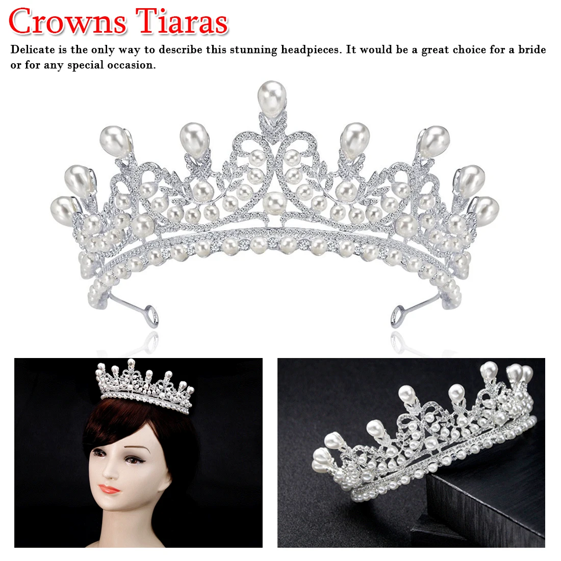 

Hair Jewelry Coronas Tiaras Gorgeous Wedding Tiara Pearls Rhinestones Jewelry Diadem Shiny Bridal Queen Tiaras Crystal