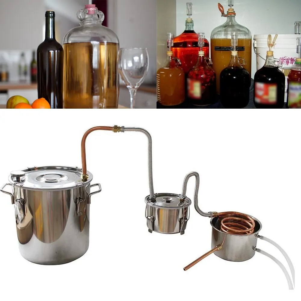 

10/18L Home Stainless Steel Water Alcohol Fruit Wine Copper Tube Boiler Brewing Kit Purifying Distiller
