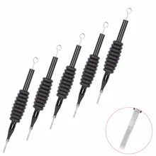 20 шт 7F трубка рукоятки машинки для татуировок+ игла с наконечником Ассорти одноразовый инструмент татуировки мягкий силиконовый резиновый комплект индивидуальная упаковка-черный