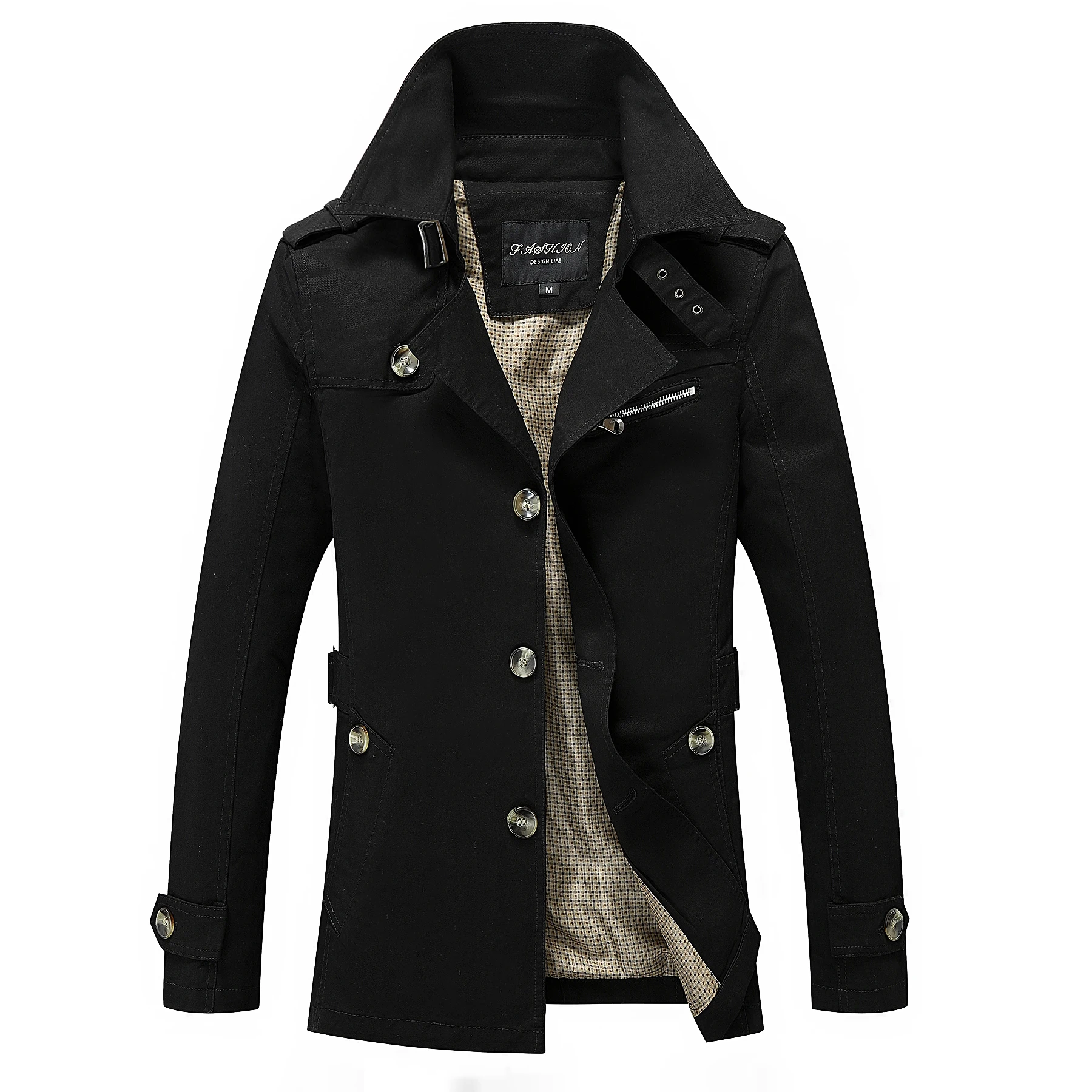 Новое поступление, мужская куртка, приталенная, высокое качество, Мужская Осенняя и весенняя одежда, мужские куртки, теплое хлопковое пальто, куртка, Мужская одежда 06 - Цвет: black