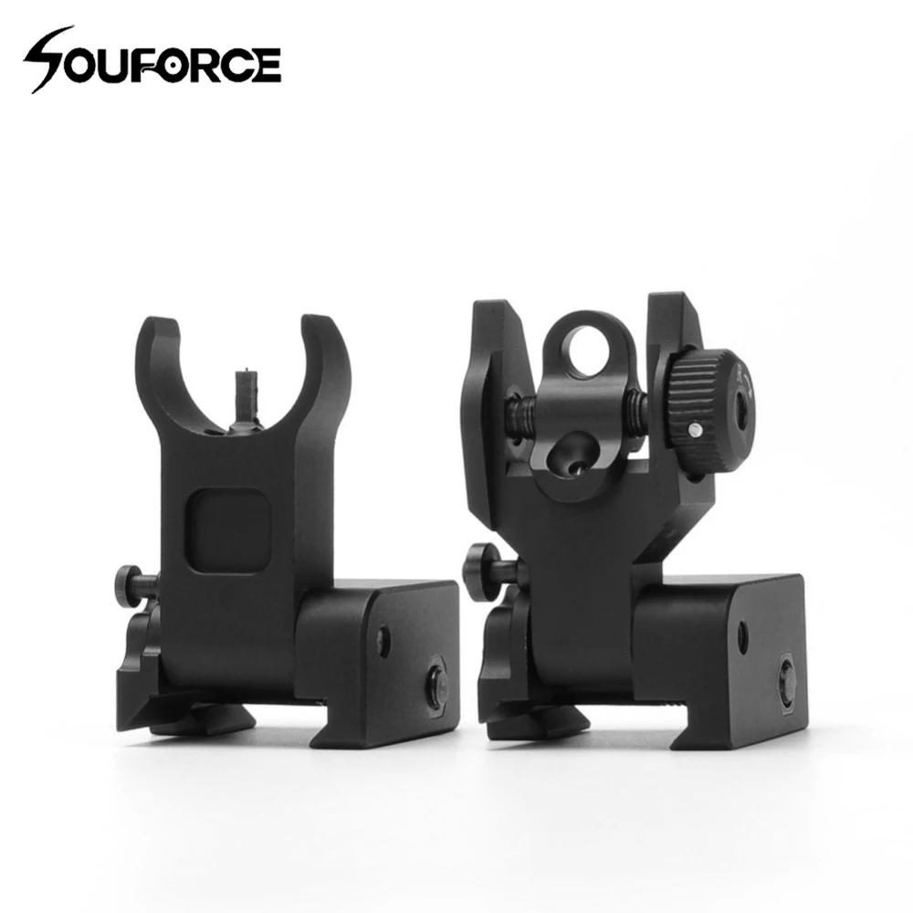 Low Profile Flip-up Metal Tactical Sight Folding Iron Sights Front Rear HuntSet