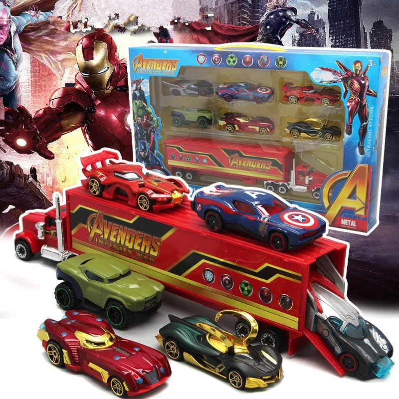 7 шт./компл. Мстители Железный человек, Халк, Локи, Spider-man Капитан Америка Batman Batmobile сплава автомобили набор модели грузовиков игрушки для детей