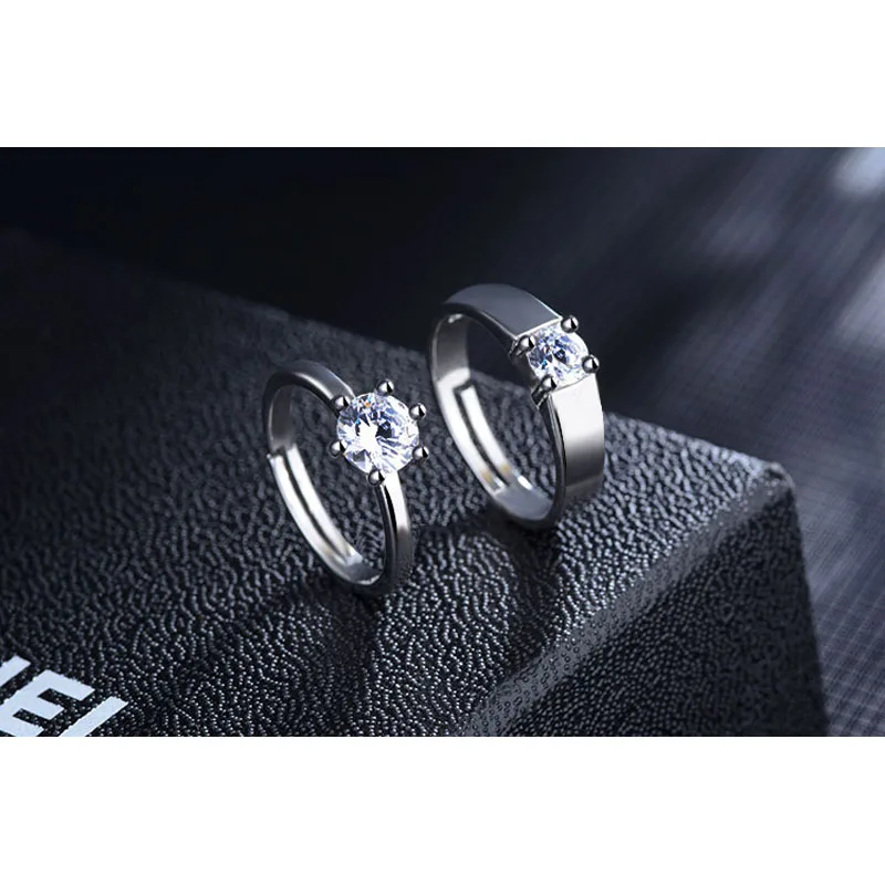 

Jemmin Luxury Shiny 925 Sterling Silver Wedding Ring Sets For Couple Clear Exquisite CZ Crystal Engagement Jewelry Popular