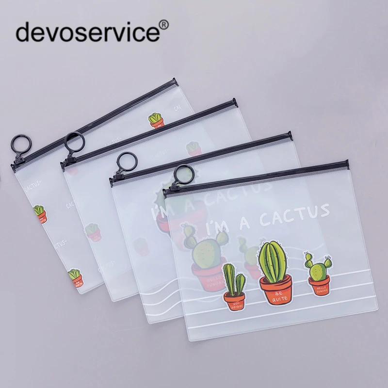 

1 Pieces Cactus Transparent PVC A5 File Folder Document Filing Bag Simple Style New Pen Case Pencil Bag School Stationery Bags