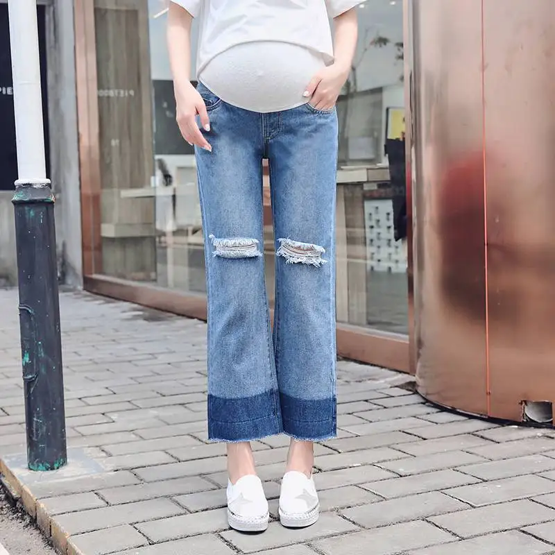 Брюки для беременных женщин; сезон весна-осень; коллекция года; повседневные широкие джинсы; свободные брюки большого размера
