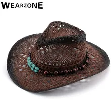 Wearzone Женская Солнцезащитная шляпа для путешествий соломенные шляпы мужские широкие свисающие поля летняя Солнцезащитная шляпа высокого качества кожаный ремень складные ковбойские шляпы