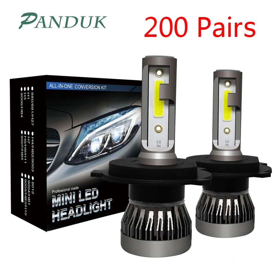 PANDUK 200 пар светодиодный автомобильный светильник H1 Led H7 9005 9006 H11 H4 мини головной 6500K