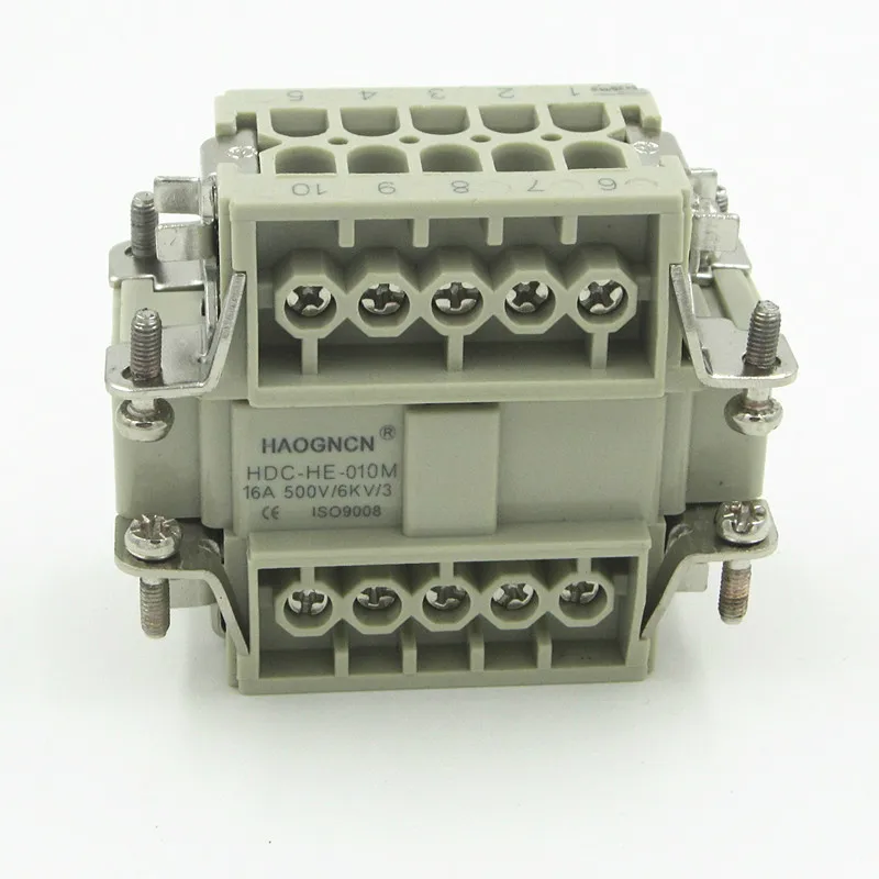 

HDC-HE-010-M/F, разъем для тяжелых условий эксплуатации, 10 контактов, 16 А, прямоугольный разъем hot runner
