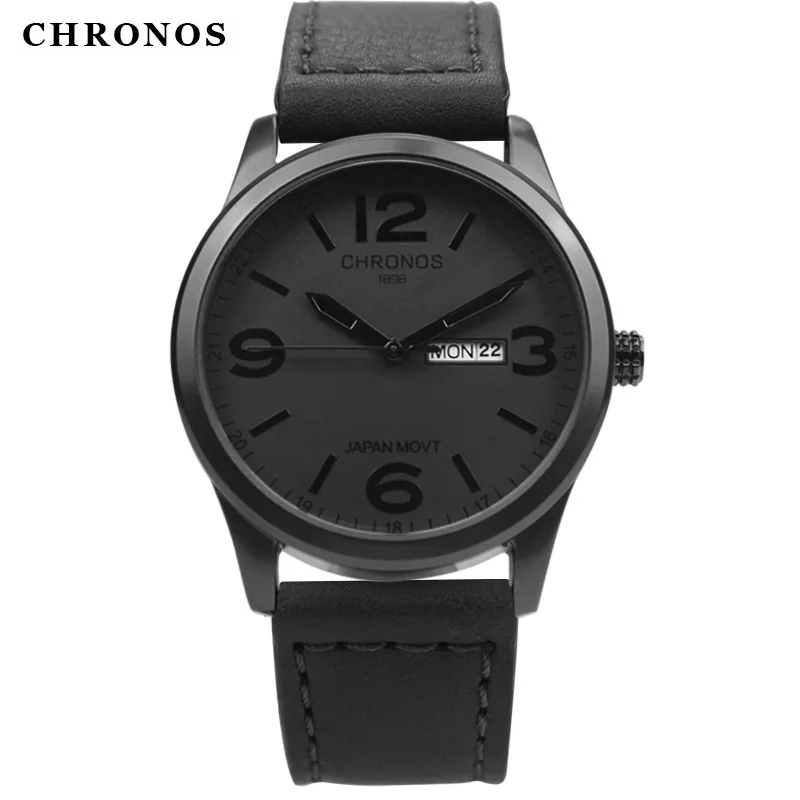 CHRONOS Top Brand Luxury Watch JAPAN MOVT Men's Watch Men Watch Date Week Leather Clock saat relogio masculino zegarek meski CHRONOS Top Brand Luxury Watch JAPAN MOVT Men's Watch Men Watch Date Week Leather Clock saat relogio masculino zegarek meski