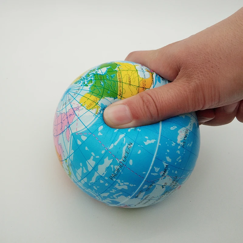 6,3 см/10 см мяч для снятия стресса мягкая пена планета земли карта мира сжимаются мягкие резиновые шарики игрушки для детей взрослых