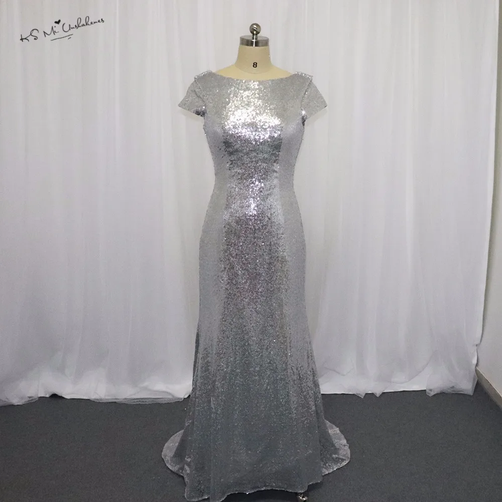 Длинные элегантные серебряные блестки платье подружки невесты Vestido De Festa De Casamento Русалка нарядные платья для свадьбы платья носить спинки