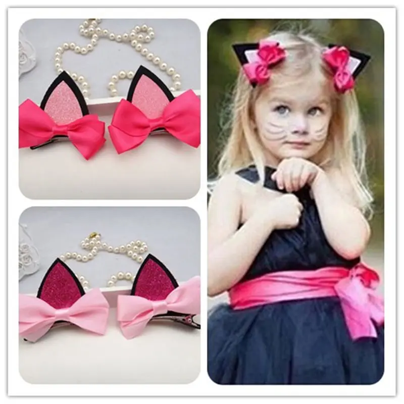 

2pcs Cute Children Girls Headwear Flower Cat Ears Hairpin Hair Accessories