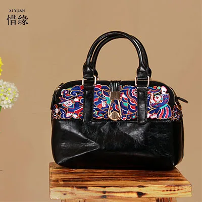

XIYUAN BRAND ladies beautiful and high-grade Imports PU leather national floral embroidery shoulder crossbody bags for women