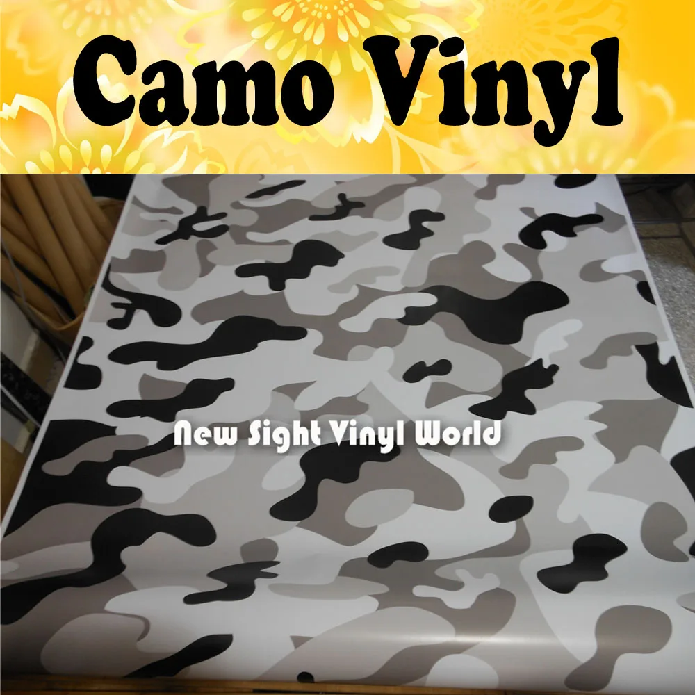 JUMBO SNOW Camouflage Vinyl Car Wrap Camo Film Sheet Roll Arctic Urban Camouflage Vinyl Film