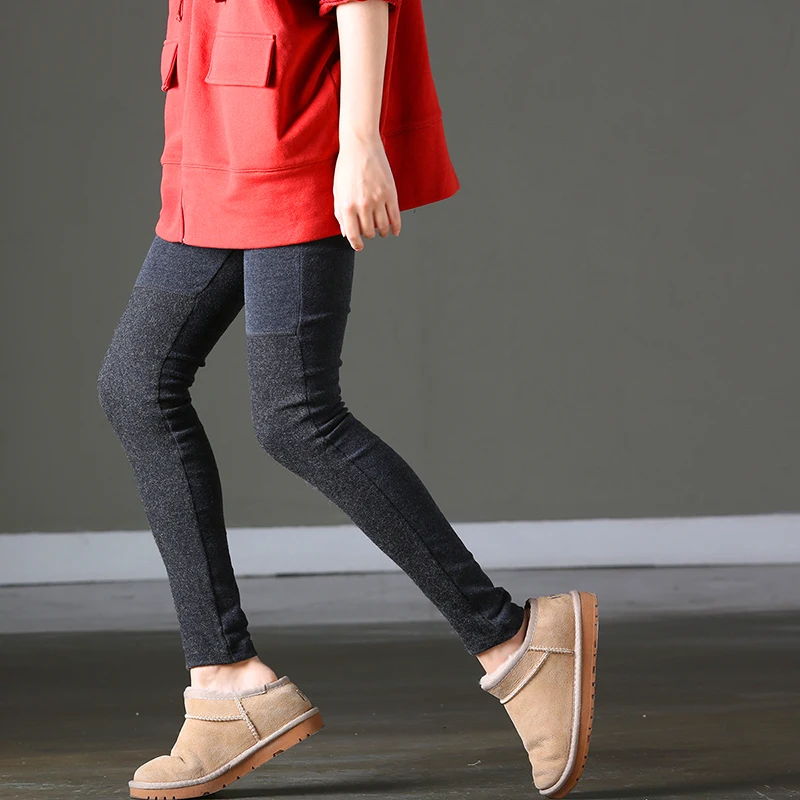

Fashion woolen k1103a patchwork 2017 female slim legging