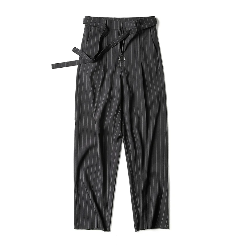 Trendy модные Молодежные повседневные полосатые брюки Мужская Корейская версия прямые широкие брюки плюс размер певицы костюмы