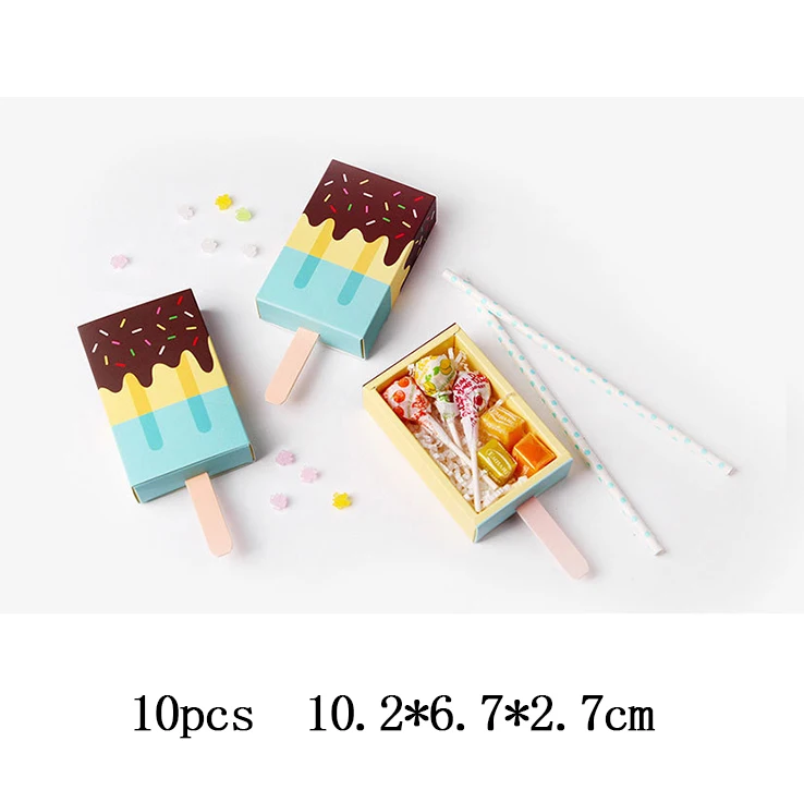 blue ice cream 12 шт. бумажные подарочные пакеты в виде единорога, упаковка для конфет в западном стиле, вечерние подарочные пакеты на день рождения, маслостойкая упаковочная сумка - Цвет: blue ice cream