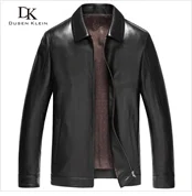 Dusen Klein Men Genuine Leather Jacket Autumn Outerwear Black/Slim/Simple Business Style/Sheepskin Coat 14Z6608 cowhide print jacket