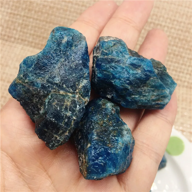

3pcs Natural Raw Blue Apatite Rough Stones Crystal gravel Minerals and Stones Rough Gemstone Specimen