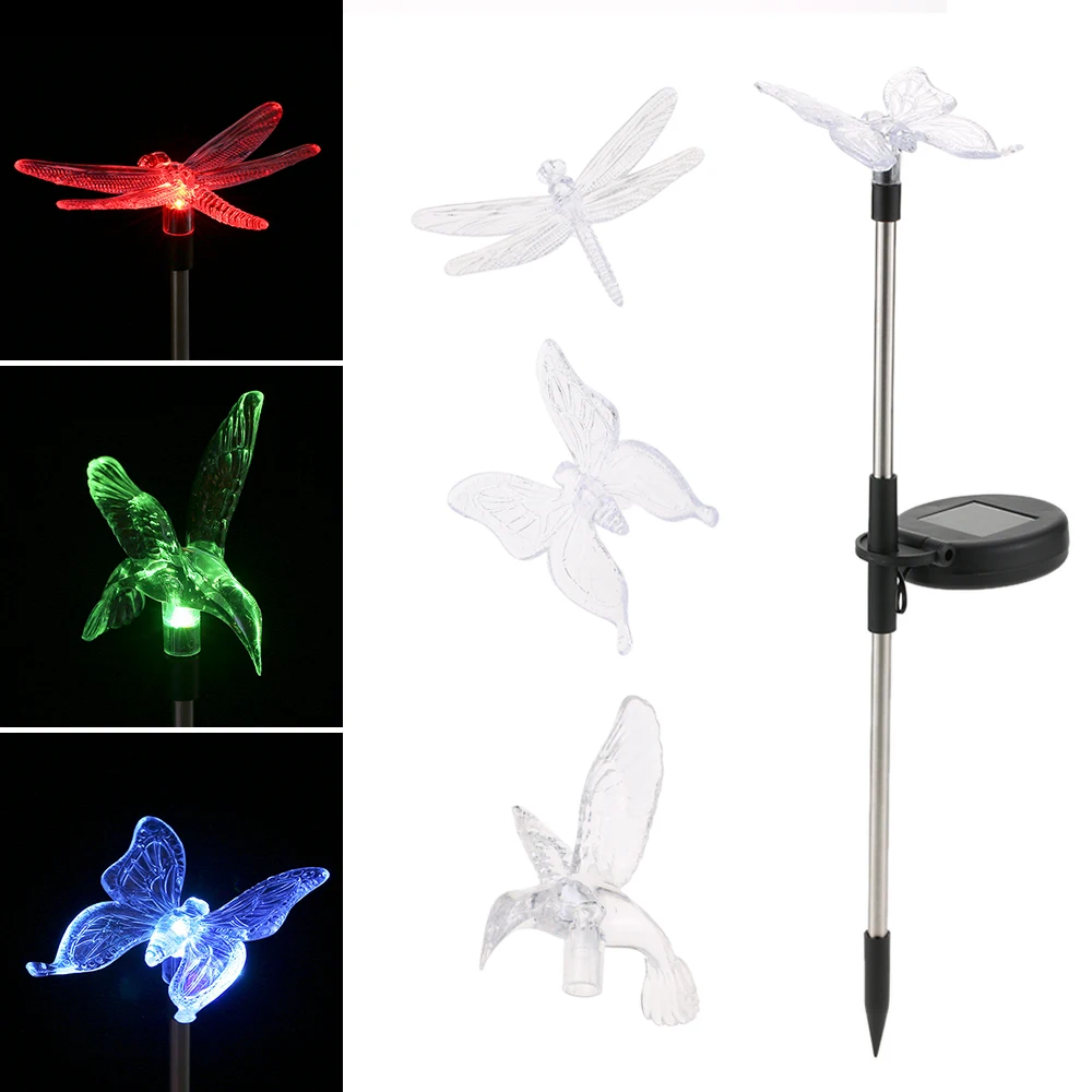 

New Style 3PCS 0.1W RGB Solar Powered Garden Lawn Lamp Light Outdoor LED Spike Light Path Landscape Spot Waterproof Garden Light