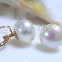 Ry00339 очаровательная 10-11 ММ белый природный AAA+ жемчуг 14KGP серьги