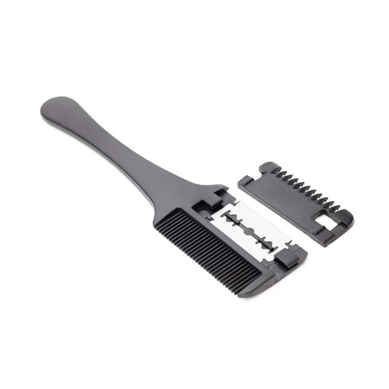 Hair Salon DIY Styling Tools 1pc Cutting Comb Black Handle Brushes with Razor Blades Thinning Trimmin | Красота и здоровье