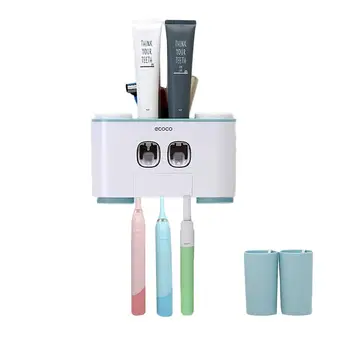 

Toothbrush Holder Multifunctional Wall-Mounted Space-Saving Toothbrush and Toothpaste Squeezer Kit toothpaste toothbrush stand