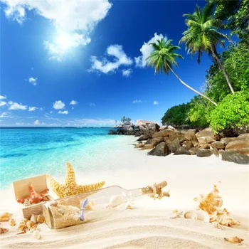 

Laeacco Summer Party Starfish Wishing Bottle Beach Baby Photography Backgrounds Custom Photographic Backdrops For Photo Studio
