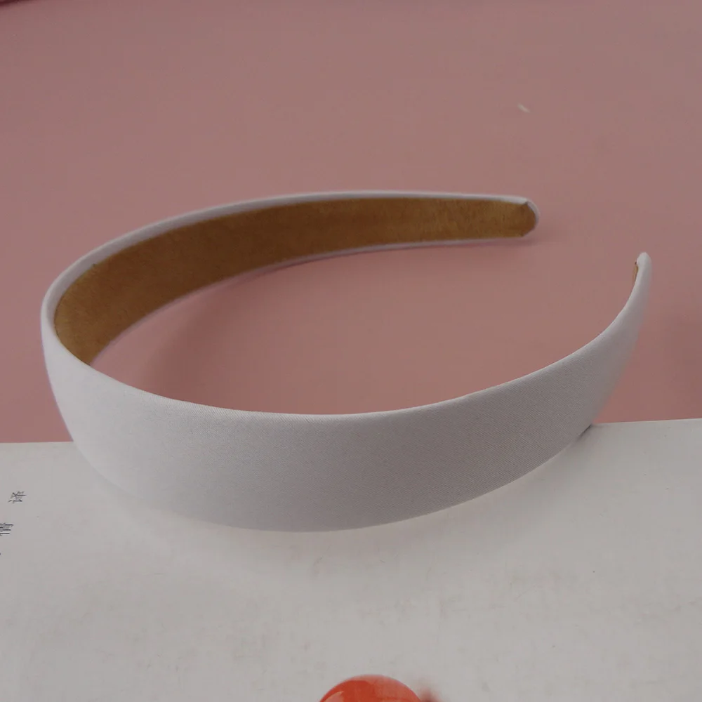 

10PCS 2.5cm 1.0" White Satin Fabric Covered Plain Plastic Hair Headbands with velvet back,women wrapped hairbands