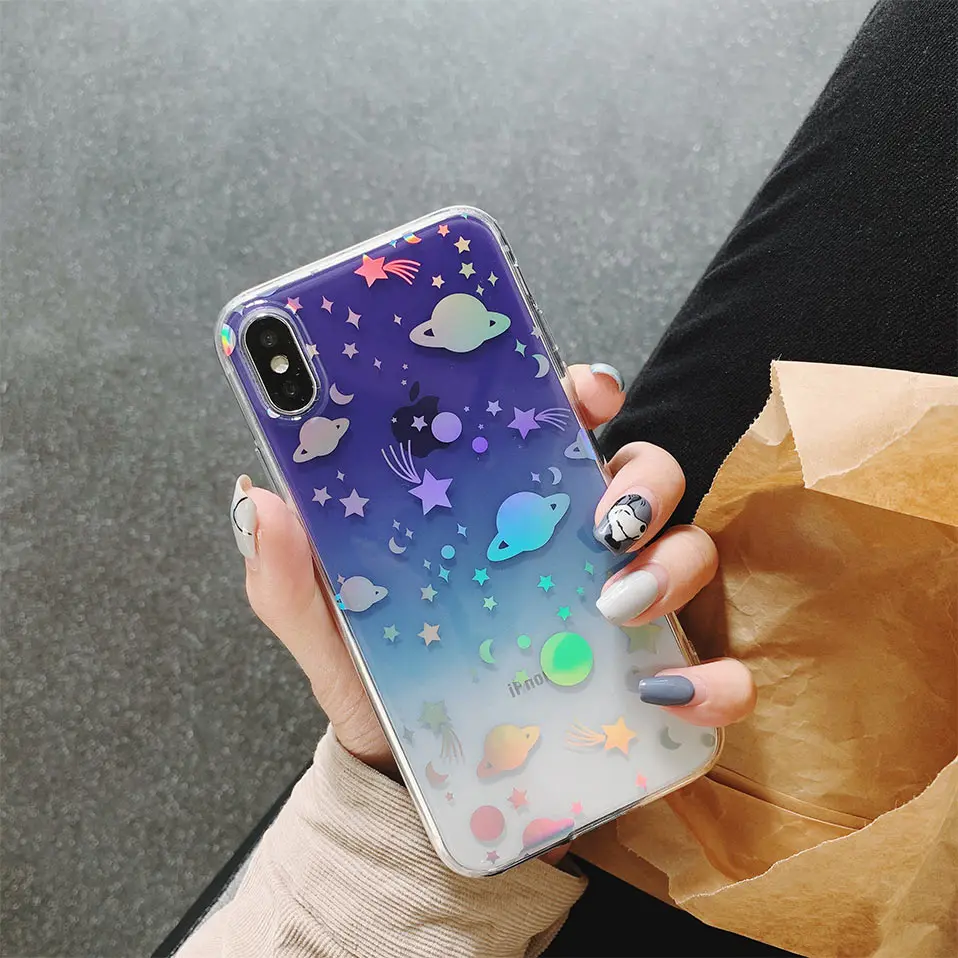 For iPhone X XS XR Max High Quality TPU Back Cover Coque Cartoon Star moon luminous shells 6 6S 7 8 Plus Capa Case |