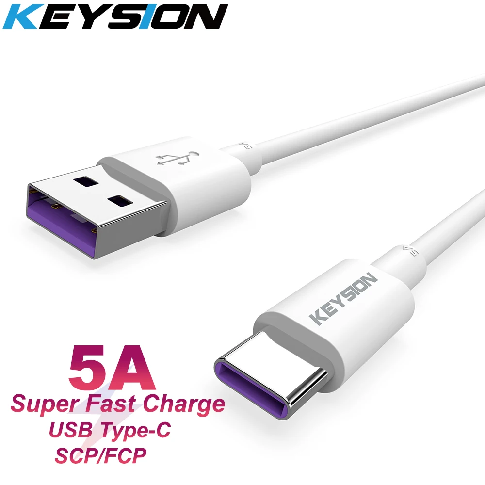 

KEYSION USB C Cable 5A Supercharge USB Type C Cable For Samsung A50 A70 M30 M20 Quick Charging Fast Cable For Xiaomi Mi9 Poco F1