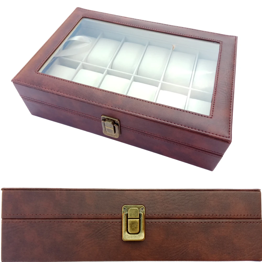 

12 Grids Handmade Watch Box Clock Box Time Box Watch Case for Watch Holding
