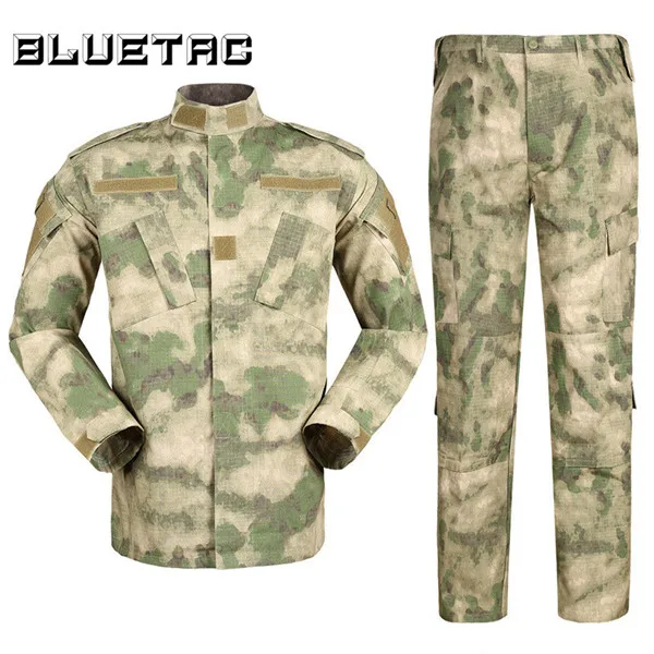 Военный камуфляж тактический костюм для мужчин охотничья Боевая полевая Униформа куртка рубашка и брюки с поясом Для Стрельбы Охота Военная игра армия - Цвет: AT-FG