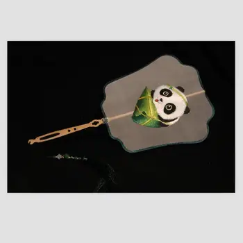

Suzhou embroidery pure hand embroidery palace fan panda baby series